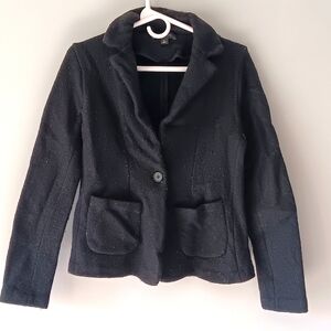 Ann Taylor 100% Wool Blazer Jacket Single Button Front Pockets Black Medium